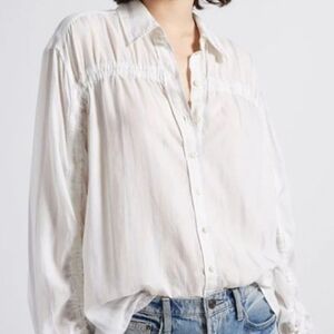 NWT Current/Elliott Ivory Relaxed Button-Down Shirt